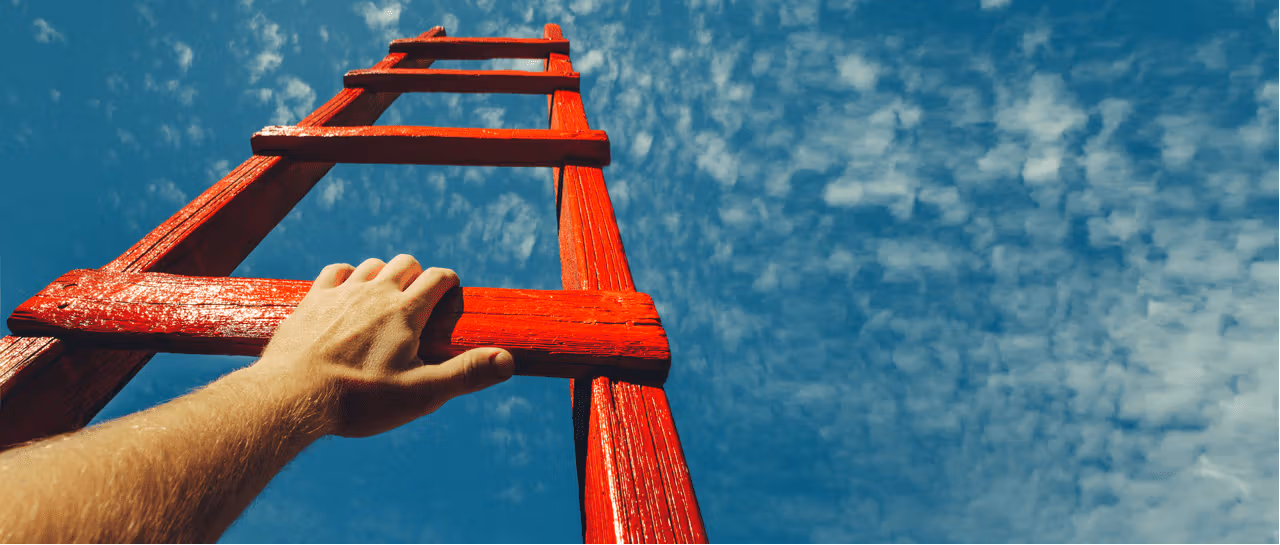 red ladder climbing for personal growth